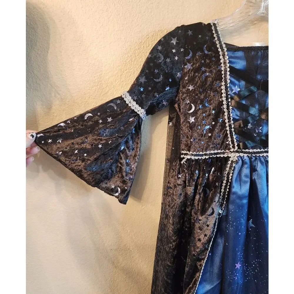 Spirit Halloween Girls SZ Small Witch Costume Cape Hood Magic
